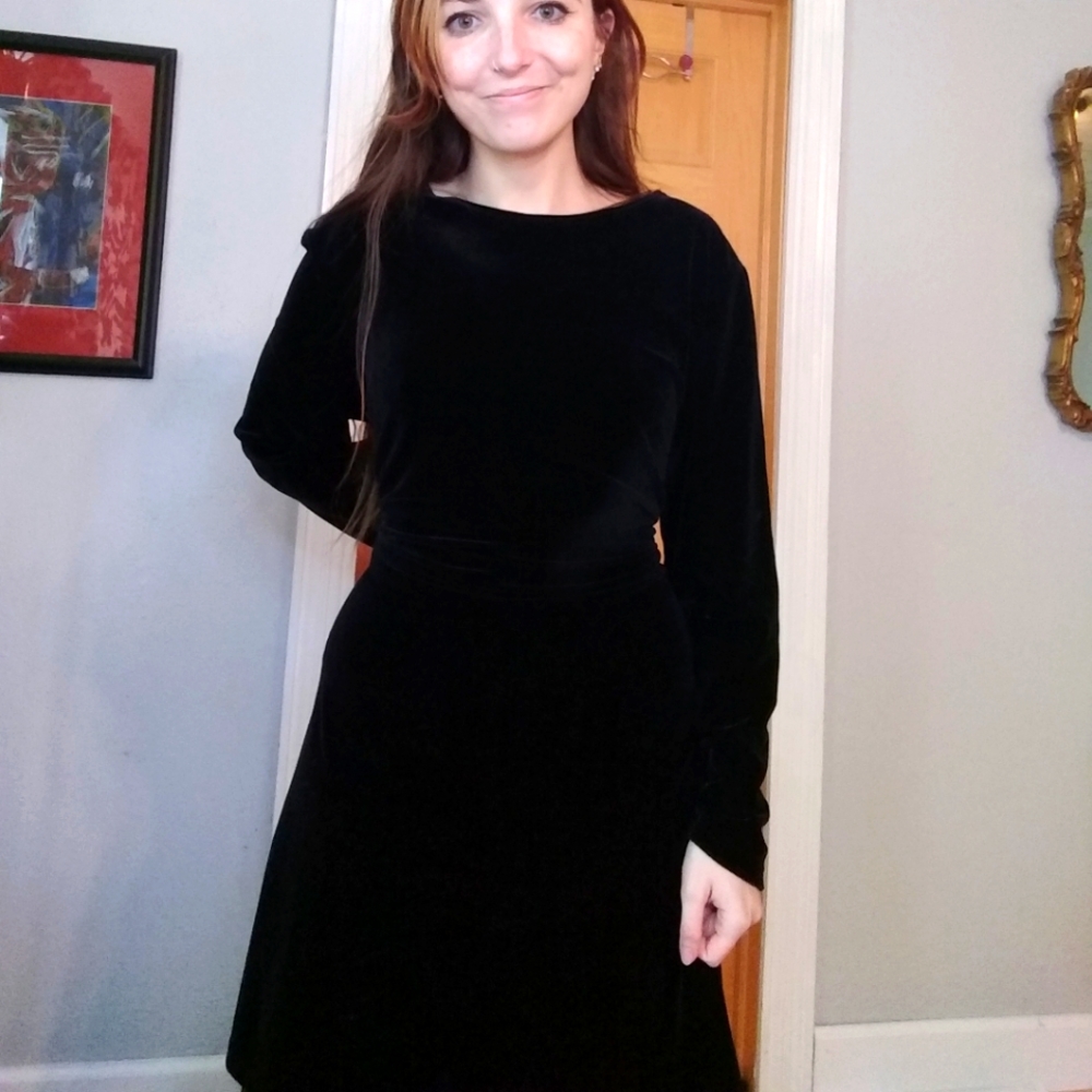 90s velvet longsleeve swingdress Jacqueline Ferrar